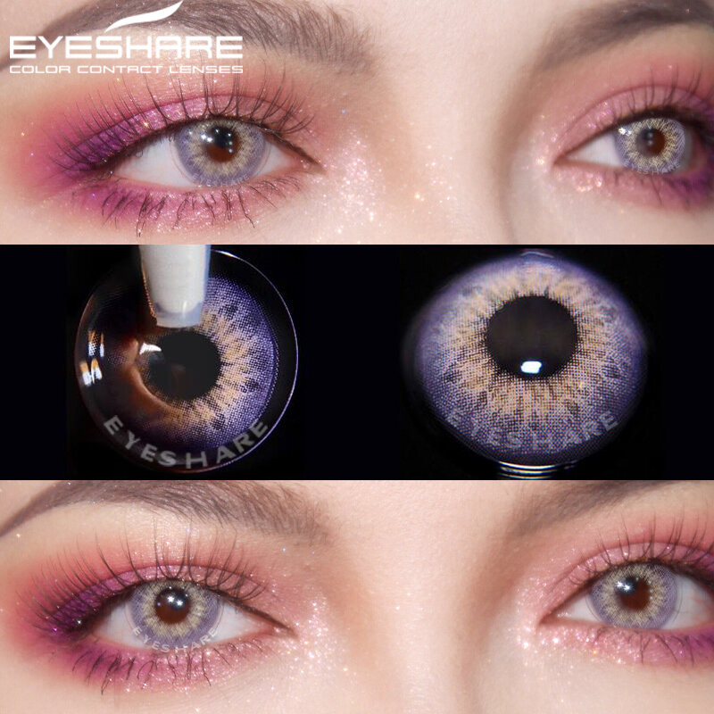 Цветные контактные линзы EYEHSARE для глаз, 2 шт., линзы естественного цвета, синие, Розовые Красивые контактные линзы для глаз, ежегодные косметические цветные линзы