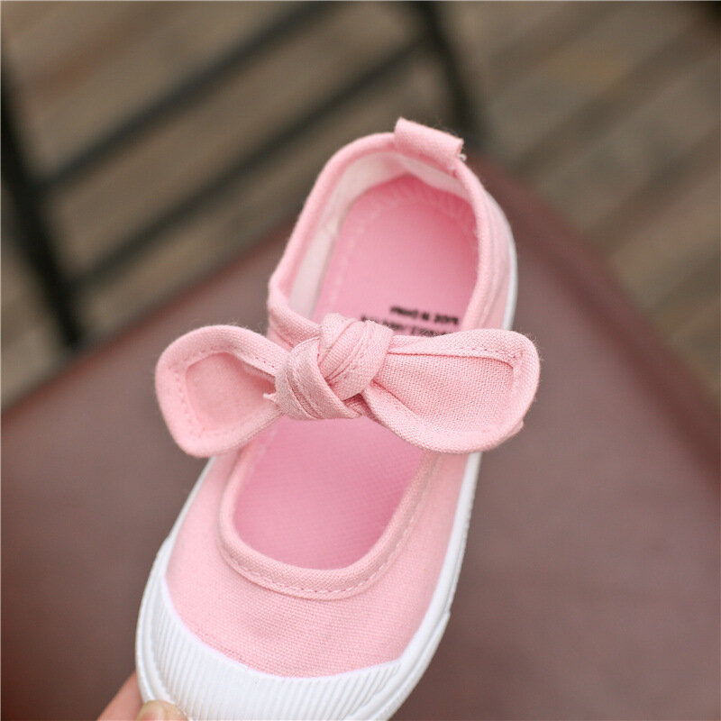 Nowe dziecięce buty dziewczęce brezentowe buty moda Bowknot wygodne dziecięce obuwie trampki małe dziewczynki księżniczka buty 21-35