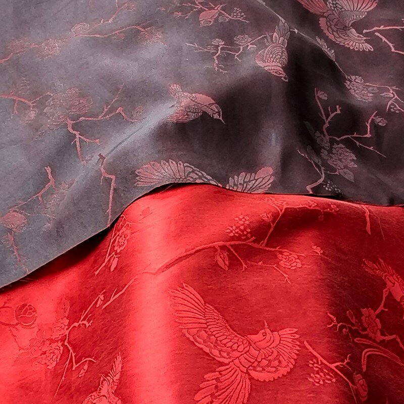 40 M Xiangyun Yarn Heavy Satin 100% Mulberry Silk Fabric Dress Cheongsam Wedding