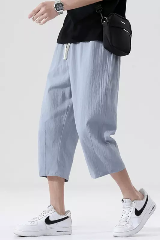 New Casual Pants Summer Loose Korean Trend seven-point Beam Pants Linen Harem Pants