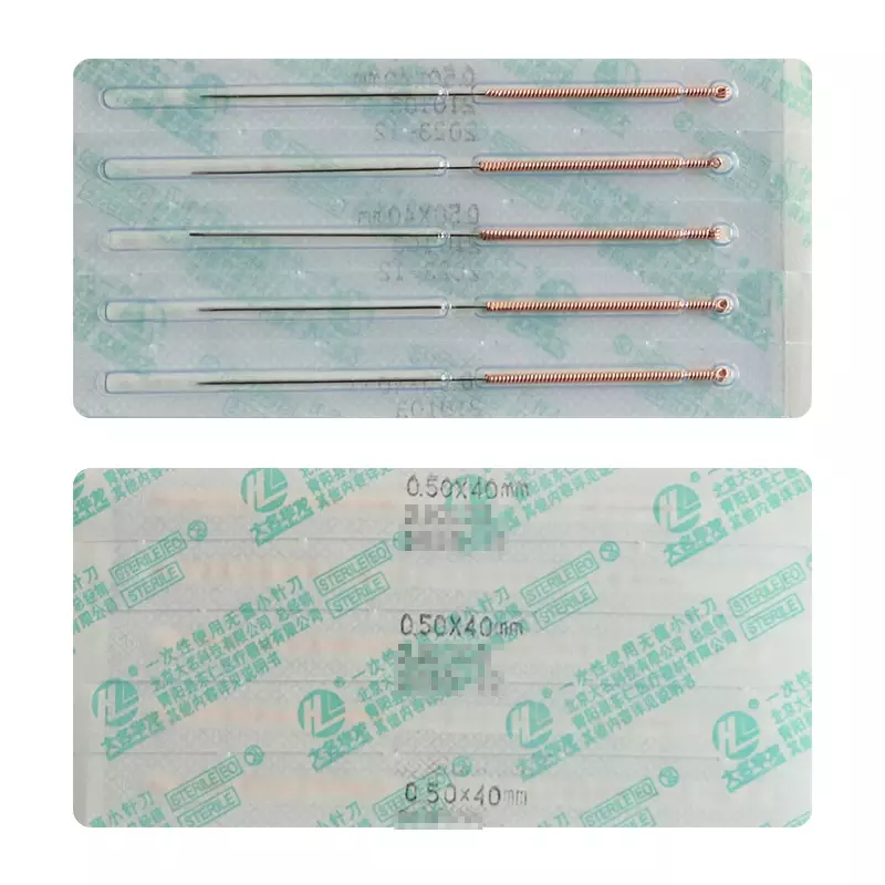 100 buah pegangan tembaga pisau mikro jarum akupunktur, jarum pijat tubuh Acupotome Minitype terapi akupunktur