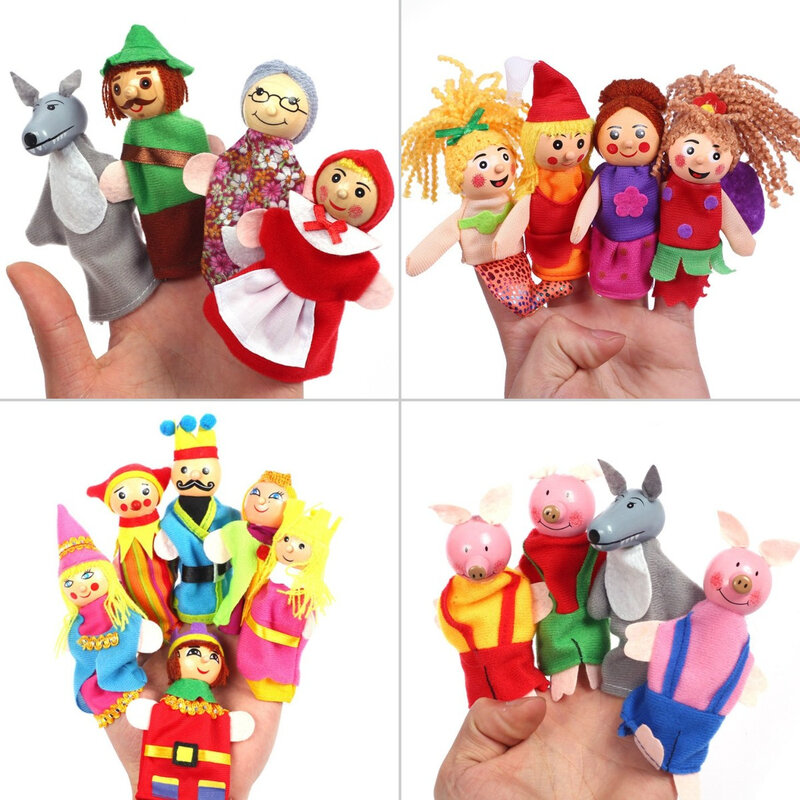 Marionetas de dedo de tres cerdos, Castillo de sirena, Princesa, Teatro de dibujos animados, juego de rol, juguetes educativos para niños, regalos