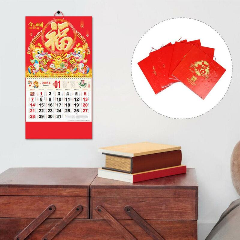 تقويم صيني سعيد للعام الجديد للمنزل ، ديكور عام التنين ، حائط معلق تقليدي ، C2f2