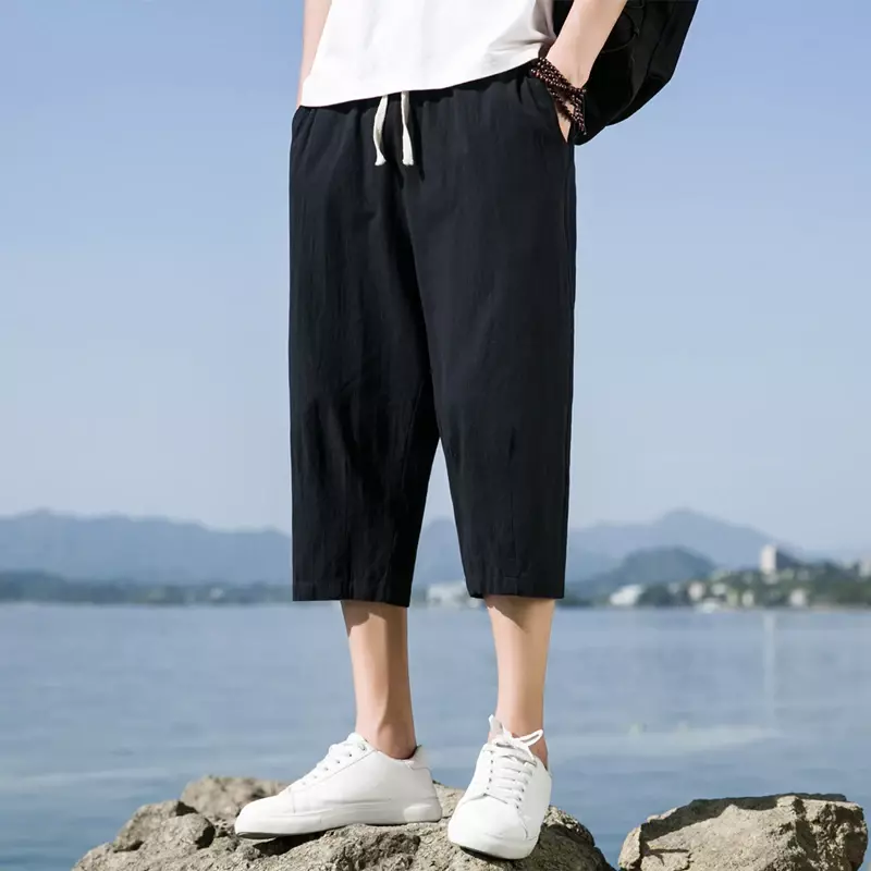 Trend Men's Shorts  Summer Solid Color Sports Casual Fashion  Outdoor Daily Beach Cropped Pants