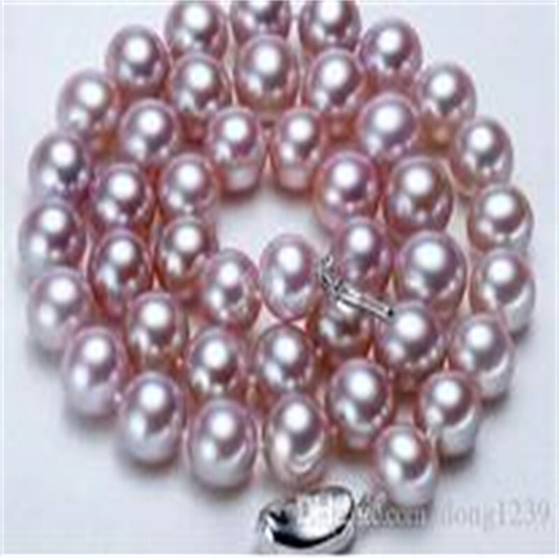 Livraison gratuite beau 10-11mm lavande collier de perles 18 pouces 925 s