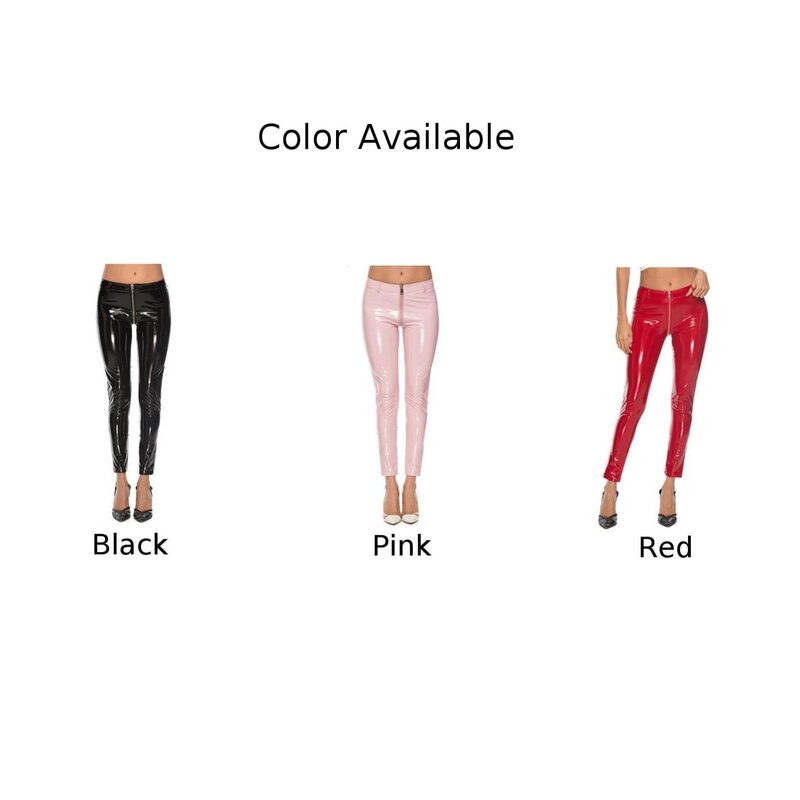 Cocktail Evening Womens Pants Leggings Female High Waist Ladies PVC Leather Shiny Pants Skinny Stretch Trousers