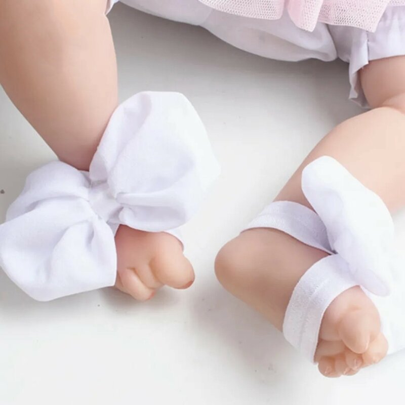0-1Y neonato Bowknot sandali a piedi nudi ragazza piedi del bambino fiore nastro bambino tinta unita arco piedi con fai da te Foot Decor puntelli fotografici