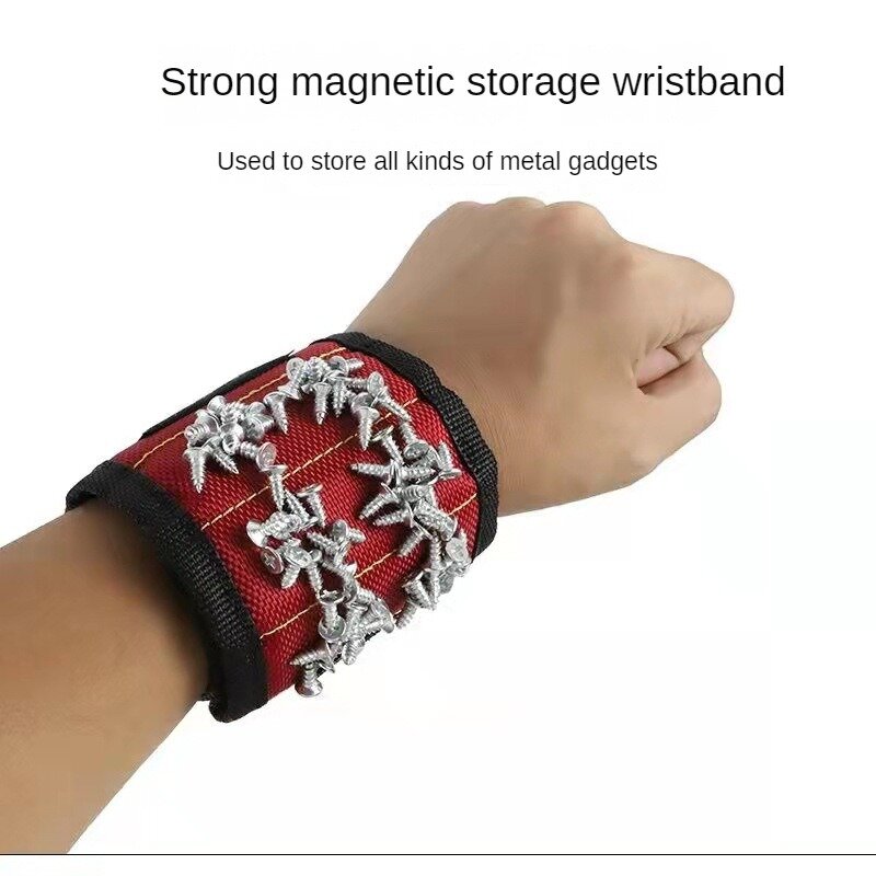 Strong Magnetic Wrist Band for Woodworking, Multi-Function Tool, Hardware Tool, Nail Suction, Guard, Nail Pick-Up Device