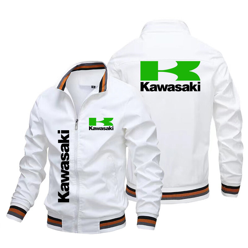 Męska kurtka motocyklowa z nadrukiem logo, modna wiatrówka na co dzień, kombinezon wyścigowy, jesień 2024.