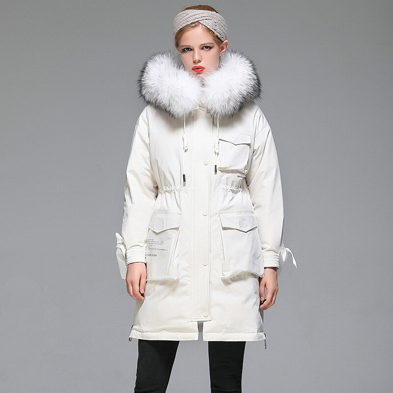 Chaquetas de esquí cálidas para mujer, abrigos informales, sudaderas con capucha, chaqueta acolchada blanca y negra