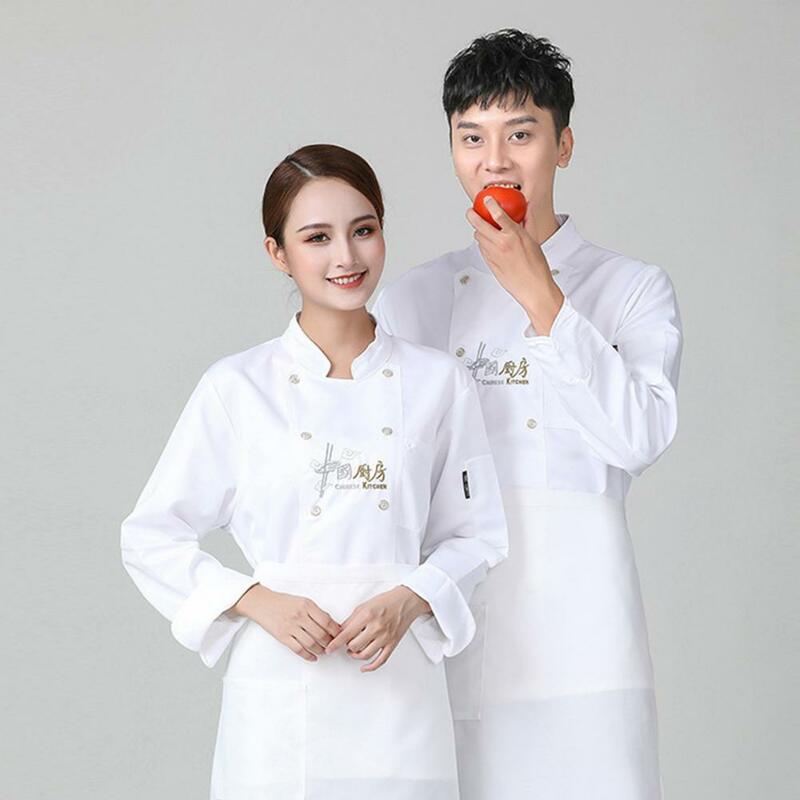 Camisa do chef das senhoras dos homens jaqueta gola longa mangas bordado cozinha hotel chef uniforme padaria serviço de alimentos roupas de cozinha