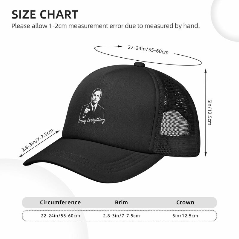 Better Call Saul Deny Everything Baseball Caps Mesh Hats Quality Outdoor Unisex Caps