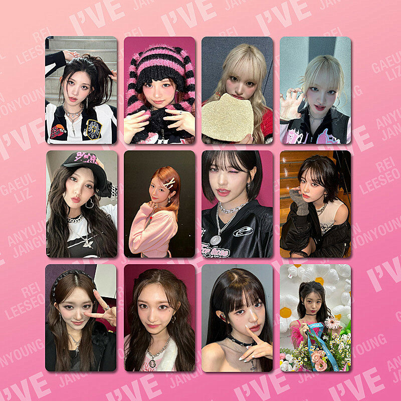 12 Stks/set Kpop Ive Album Baddielomo Kaart Handboek Materiaal Kaart Wonyoung Bril Rond Liz Rei Leeseo Yuji Ansichtkaart Fotokaart