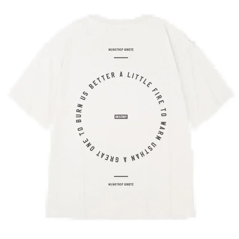 Camiseta masculina de manga curta de verão, moda Harajuku, estampa Destiny Letter, camiseta Hip Hop, streetwear Y2K, camiseta masculina