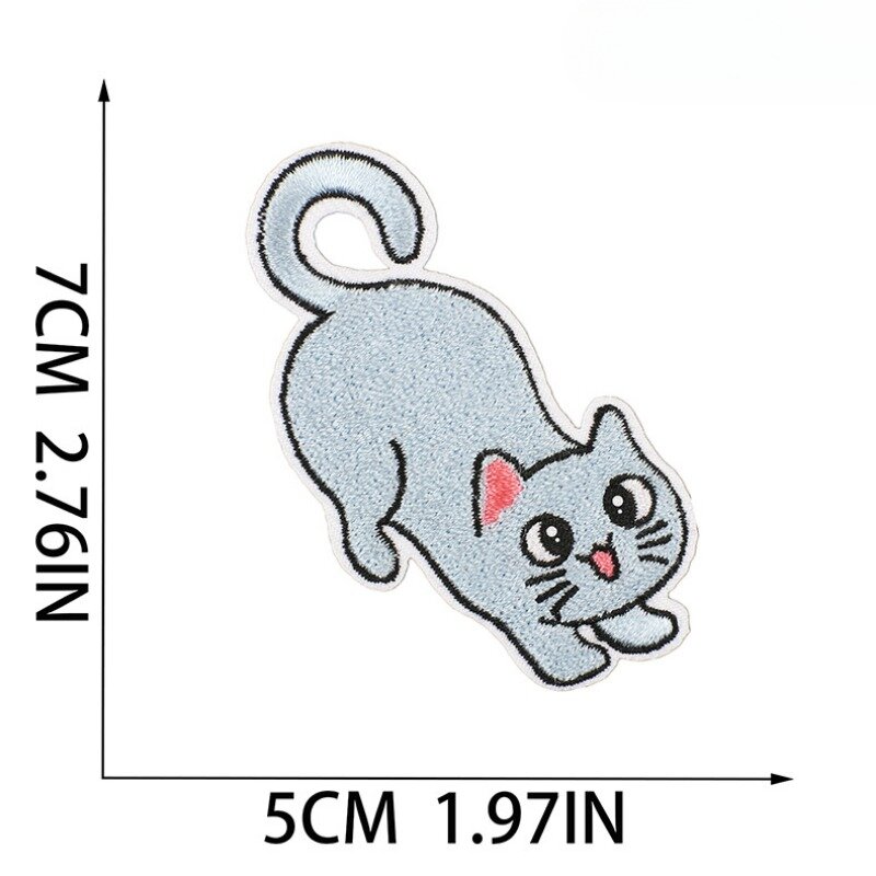 Parche de decoración de tela con dibujos animados de gato, etiqueta adhesiva de hierro rápido, bordado para sombrero, Jeans, estrella, calor, 2024