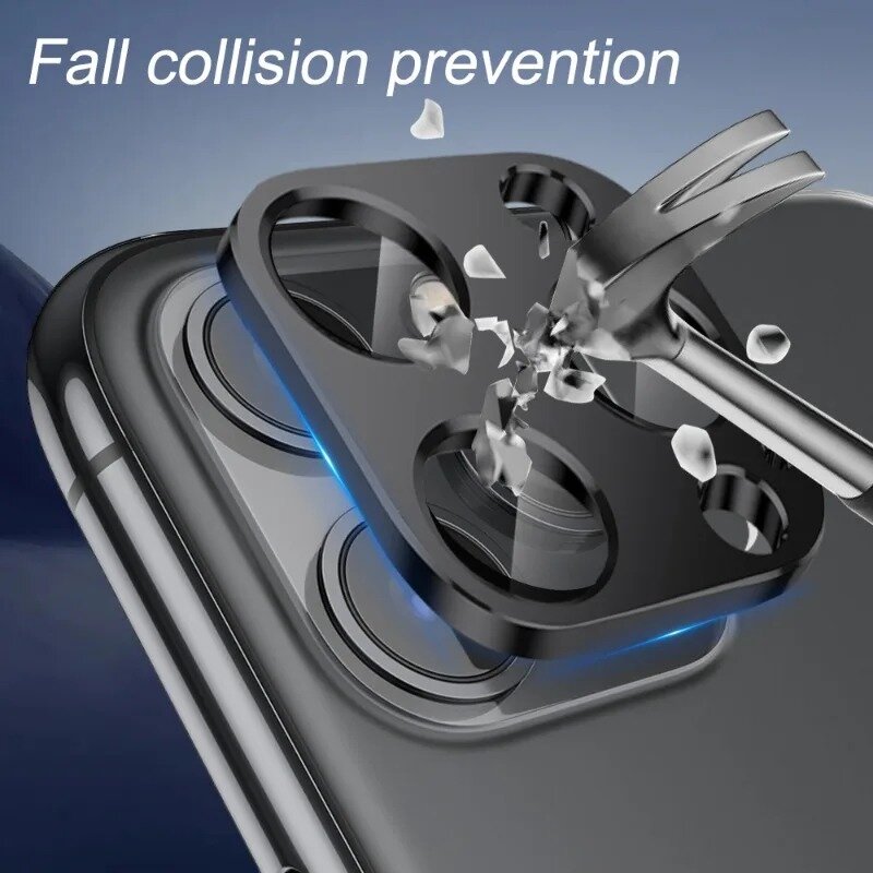 Couvercle de protection de caméra arrière en métal, anneau d'objectif pour iPhone 15/15 Pro/15 Pro Max/15 Plus