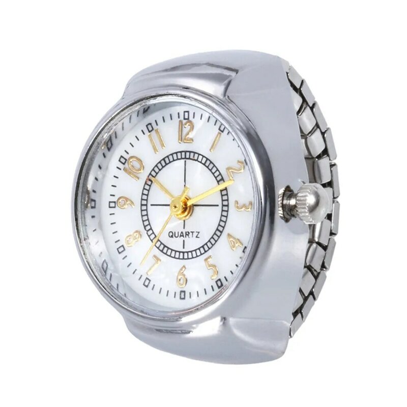 Punk Quartz Analog Round Dial Watch Creative Steel Cool Elastic Quartz Finger Ring Watch Popular Couple Ring Watch Reloj