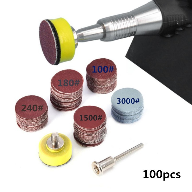 ディスク用研磨パッドセット,100個,1インチ,25mm,100-3000,ドレメル回転工具用研磨パッドセット