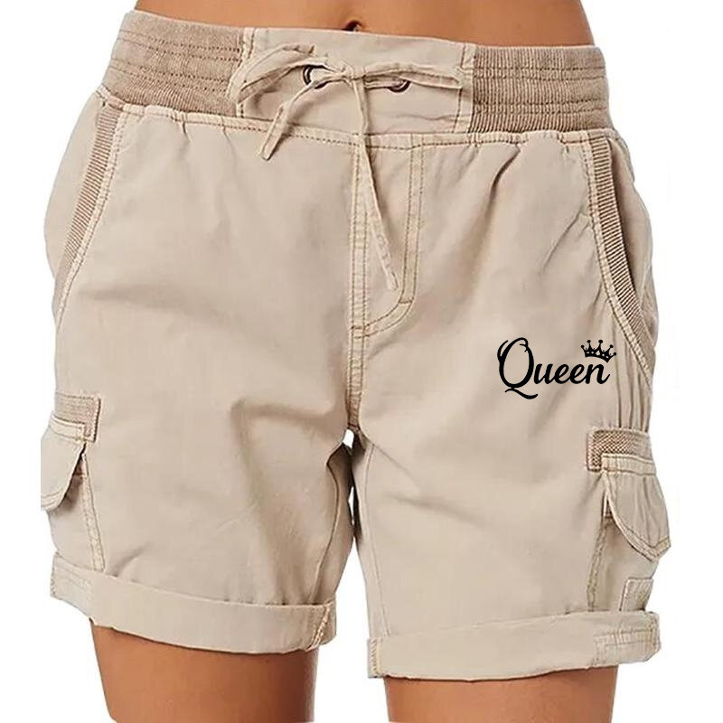 Pantalones cortos con estampado de Reina para mujer, Shorts Cargo elásticos para Golf, trabajo activo, exteriores, verano, con bolsillos