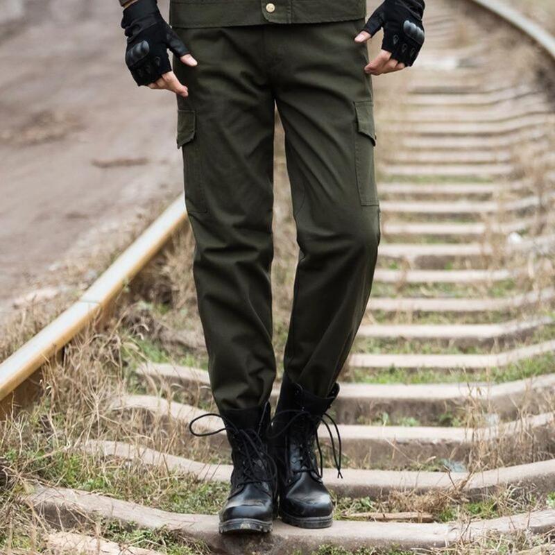 Męskie spodnie Cargo wytrzymałe męskie spodnie Cargo z oddychającą tkaniną z wieloma kieszeniami do treningu kempingowego z bezpieczną kieszenią