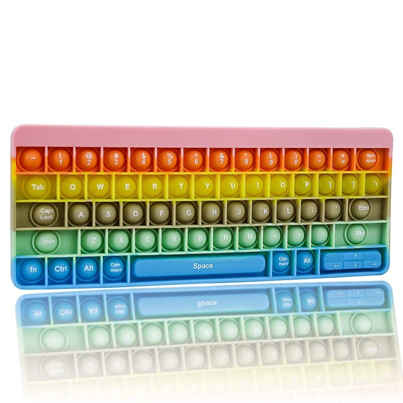 Silicone Teclado Ansiedade Stress Reliever Alívio Autismo Jogo Rainbow Keyboard Shape Presente para Crianças