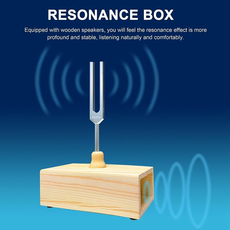 Garpu Tuning 432 Hz dengan kotak resonansi, untuk penyembuhan suara, pengajaran resonansi garpu penyetelan, tes pendengaran, meditasi