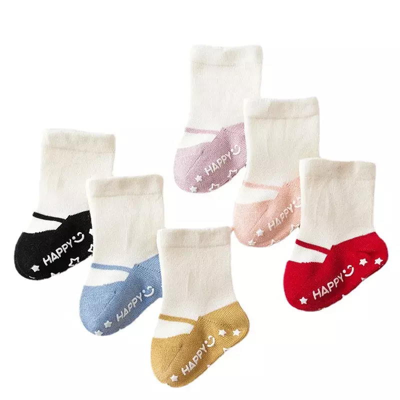 Korean New Baby Patchwork Anti-slip Rubber Floor Socks Cotton Breathable Newborn Infant Toddler Boys Girls Socks 0-5years Old