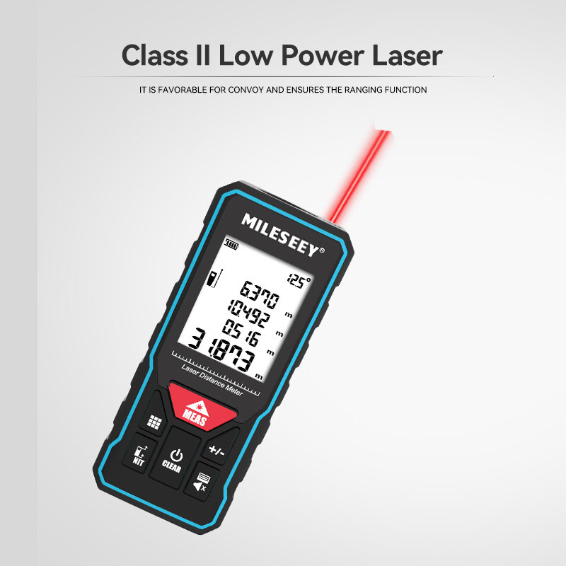 MILESEEY X6 pengukur pita Laser, pengukur jarak profesional dengan tampilan sudut 40M 60M 80M 100M