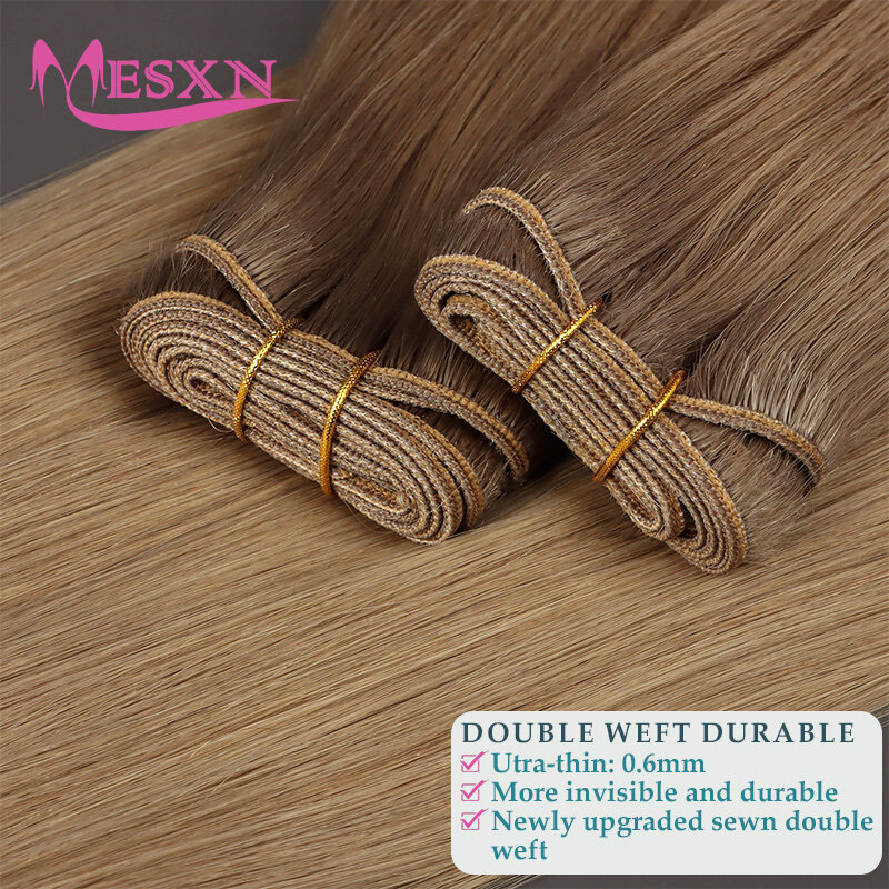 MESXN-خصلات شعر بشري مستقيمة طبيعية ، وصلات لحياكة ، شعر بشري حقيقي ، أسود ، بني ، أشقر ، 50 جم ، 14 "-24"