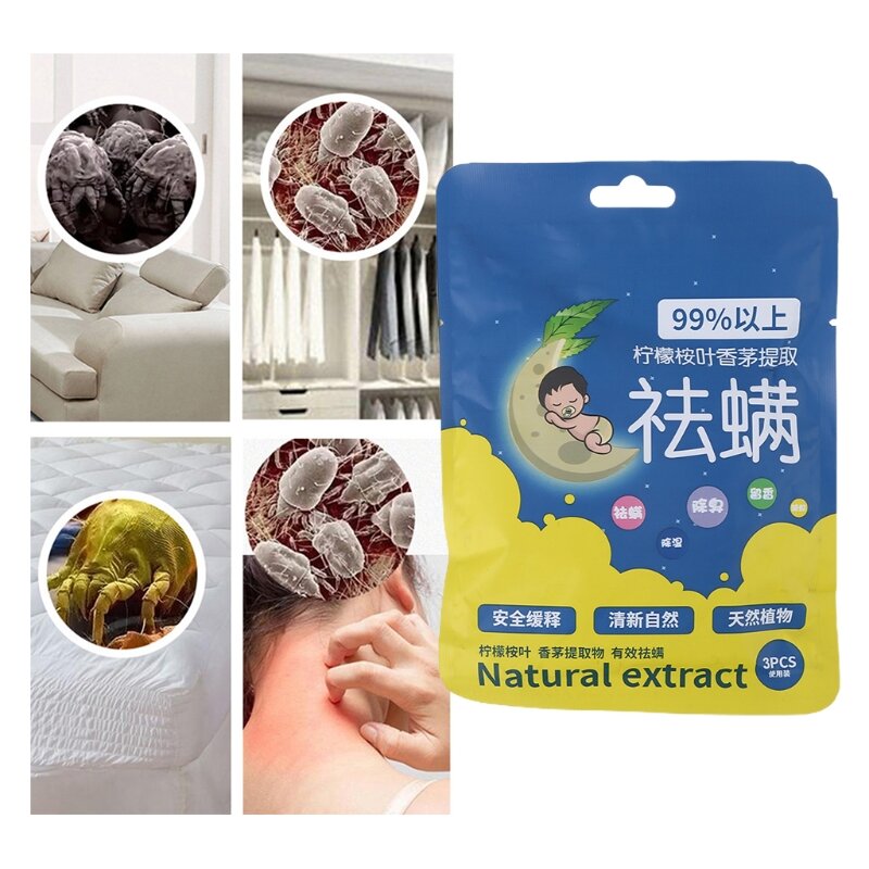 3 Bags/Pack Natural Herbal Mite Killer Powder Household Insect Acarid Removal Package Pregnant Baby Safe for Pillow Dropship