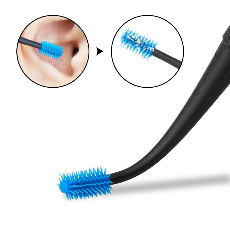 Wieder verwendbarer Wattes täbchen Spiral ohr wachs entferner Silikons tifte Doppelkopf-Ohrstöpsel-Ohr reinigungs werkzeug zum Reinigen von Make-up