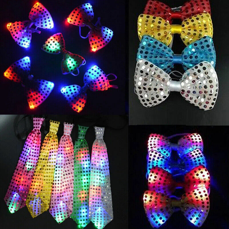 Glowing Men Tie Led Bowkont Ties Luminous Sequins Flashing Necktie For Birthday Wedding Christmas Halloween Cosplay Party Decor