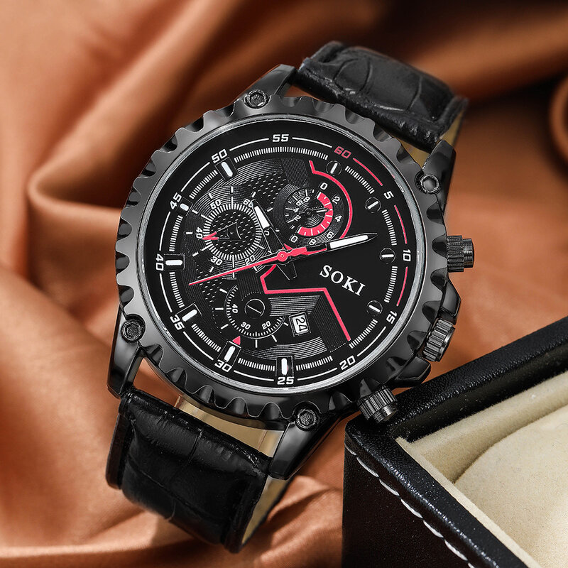 Novo Masculino Requintado Relógio de Negócios Homens de Quartzo Relógios de Couro Impermeável Moda Casual Relógio de Pulso Horas Relojes Hombre Saati