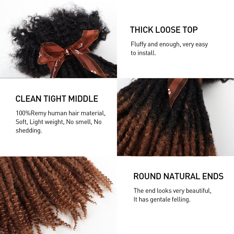 Orientfashion human hair textured dreadlock extensions with curly loose ends goddess locs natural and brown color locs