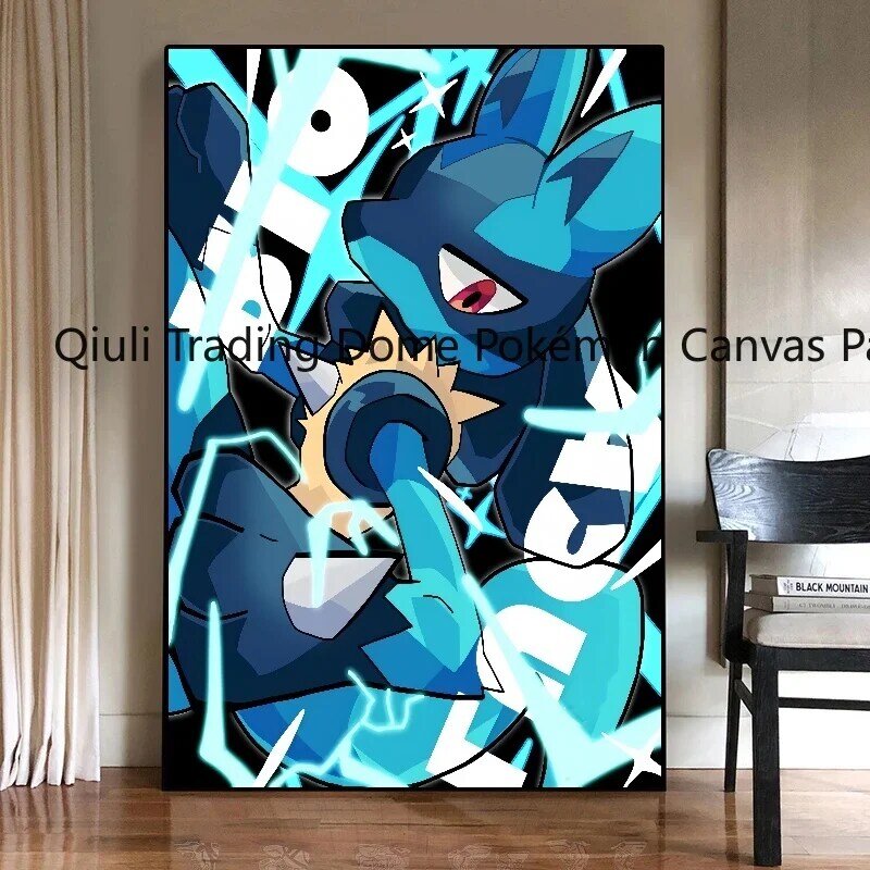 Clássico Japonês Anime Pokémon Lucario HD Poster Decor, Wall Art, Pintura em Lona, Quarto Moderno Decorar, Imagem Presentes para Crianças