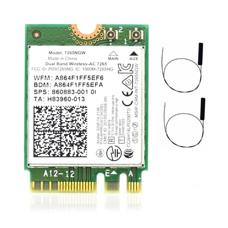 Kartu WIFI Dual-Band AC 7265 7256NGW, nirkabel Dual-Band 802.11AC 1200M Wi-Fi + Bluetooth 4.2 NGFF- M2 WLAN kartu WIFI intel7265