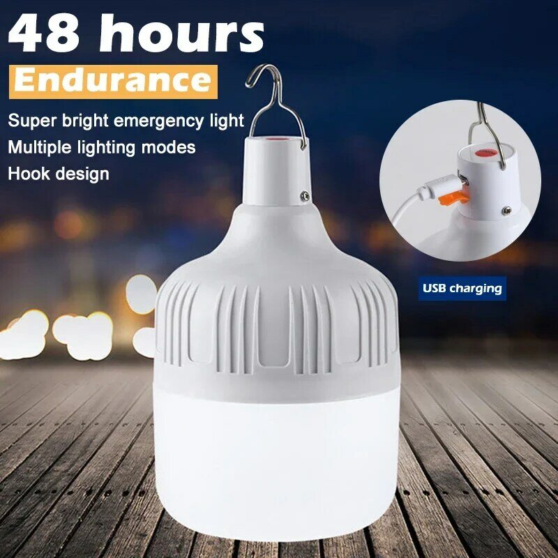 LED light bulb camping emergency light 5 light modes USB rechargeable portable high power bulb light eye protection waterproof