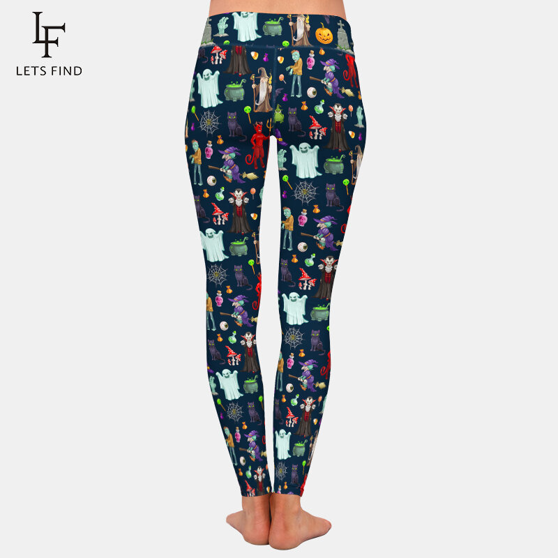 LETSFIND-mallas elásticas de cintura alta para mujer, Leggings con estampado de calabazas y fantasmas, para Fitness, 2019