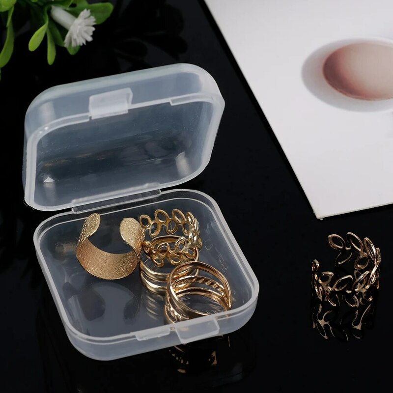 60 Buah Kotak Penyimpanan Mini Kotak Plastik Persegi Transparan Anting Perhiasan Kemasan Penyimpanan Kotak Persegi Kecil Organizer Perhiasan