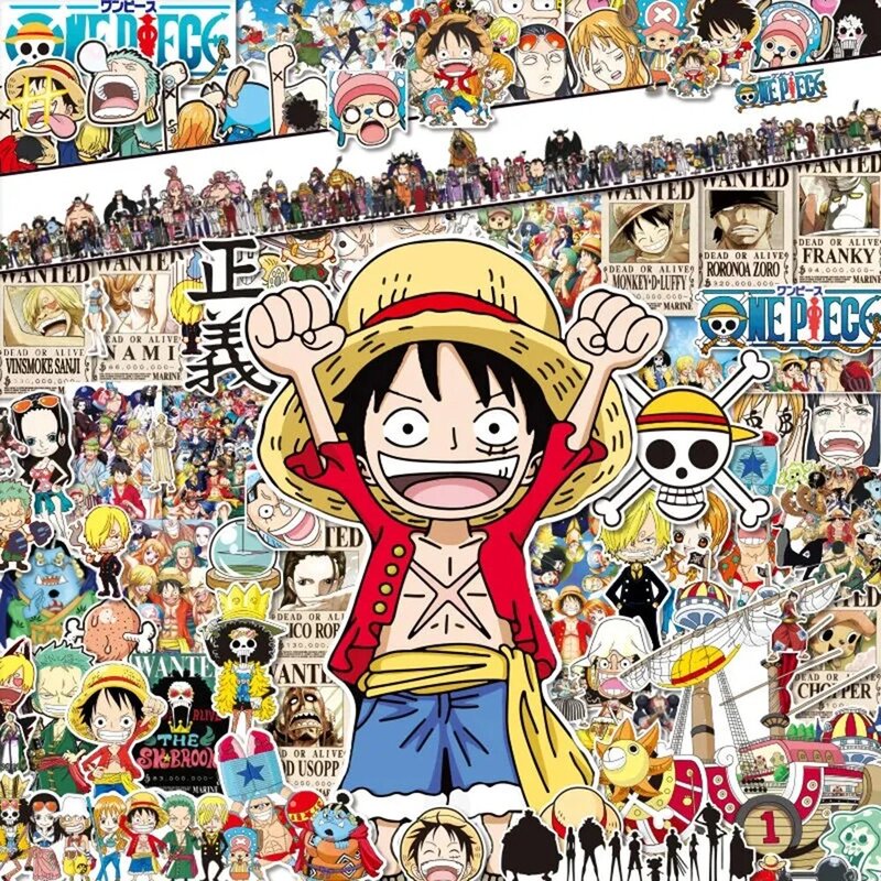 Vintage One Piece Anime Adesivos para Crianças, Decalques Dos Desenhos Animados Kawaii, Adesivo Decoração, DIY, Laptop, Skate, Carro, Brinquedo, 48 Pcs, 50 Pcs, 80 Pcs, 100Pcs