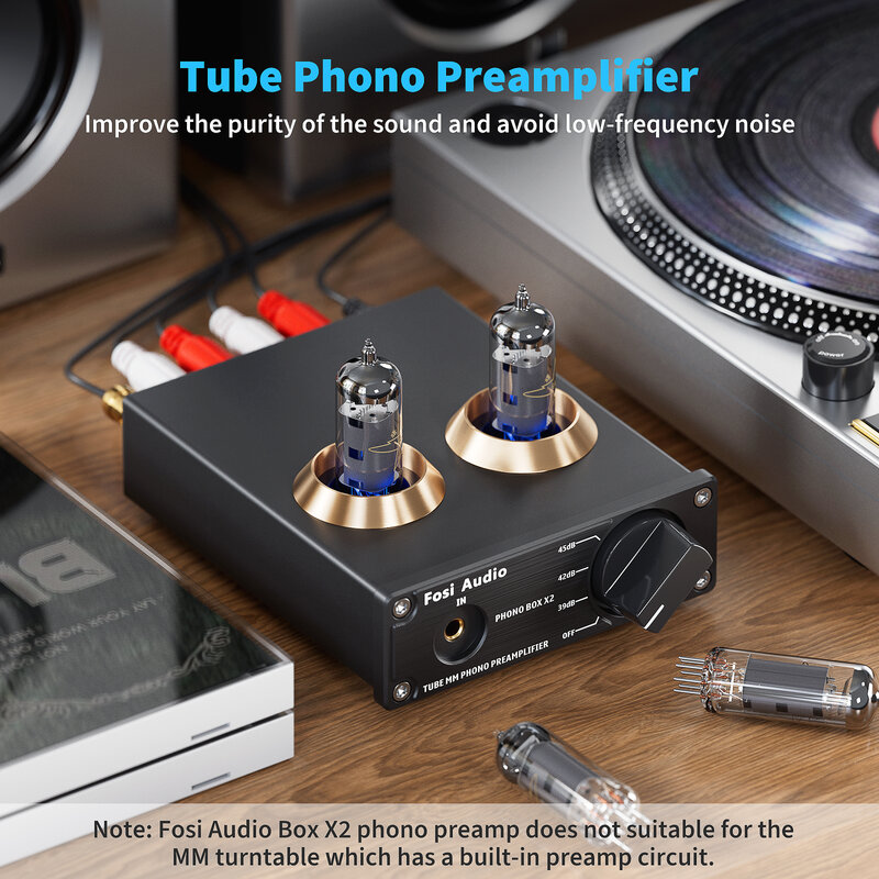 Fosi Audio Phono préampli pour platine phonographe préamplificateur Mini stéréo Audio HiFi Tube sous vide amplificateur boîte X2 pour bricolage