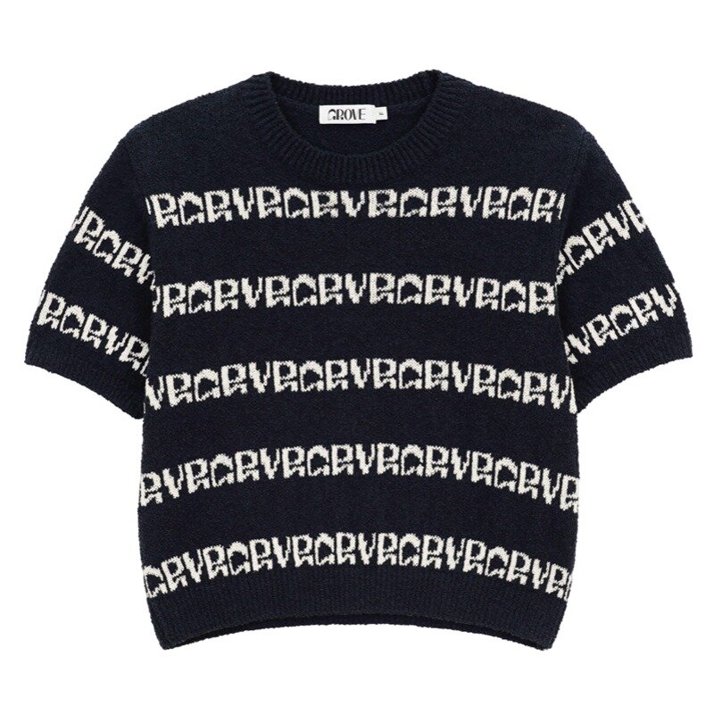Suéter Vintage de manga corta para mujer, Jersey de punto Y2K, moda coreana, informal, camiseta fina con letras, tendencia de verano, 2023