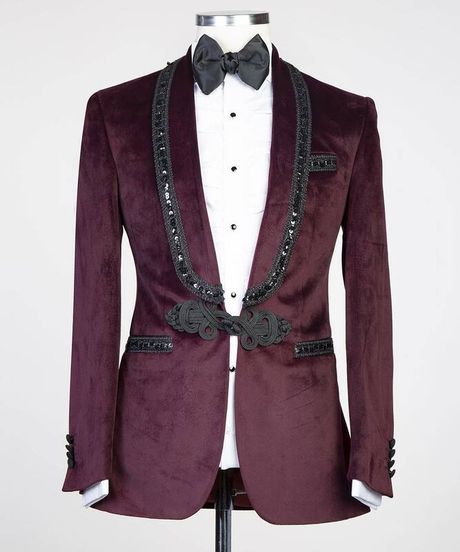 Formalna aksamitna garnitury męskie zestaw spodni 2-częściowa marynarka + spodnie biurowe smoking ślubny biznesowy płaszcz na studniówkę na zamówienie