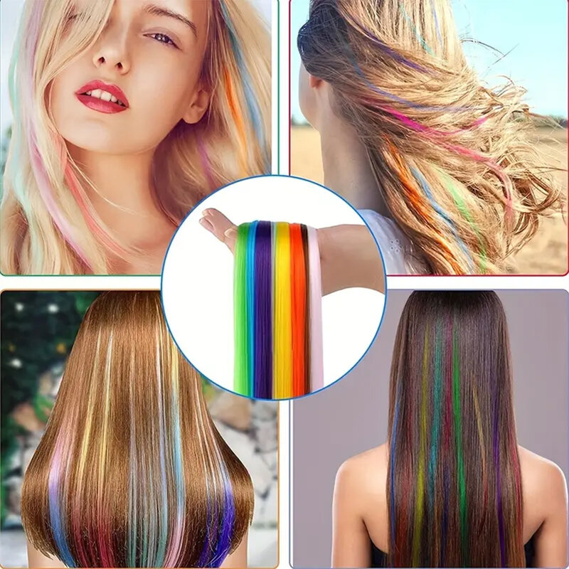 Extensões de cabelo sintéticas coloridas com queratina fusão, peruca Y2K Lolita Cosplay para mulheres e meninas, peruca reta, 40cm, 10 raízes por embalagem