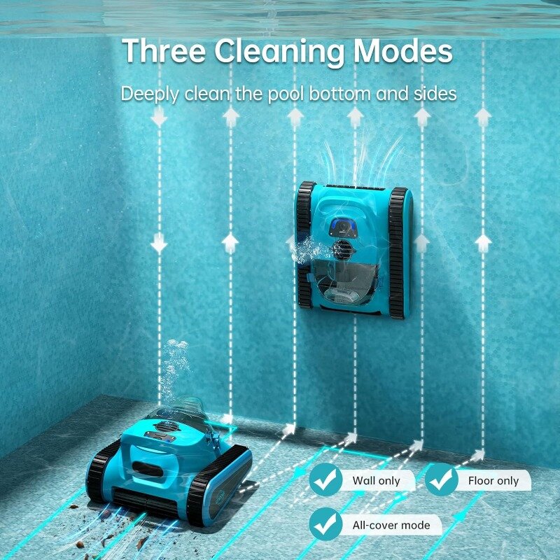 SMONE Cordless Pool Vacuum Robot:Automatic Robotic Pool Cleaner Lasts 150 Mins Wall Climbing 180W Powerful Suction LED Indicator