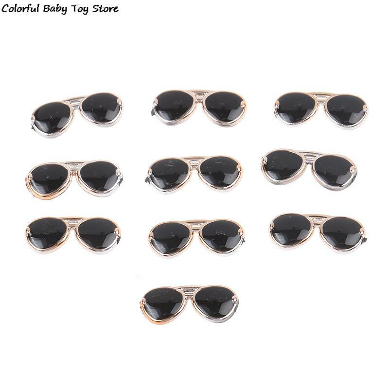 10 buah kacamata hitam Mini Flatback Resin DIY Dekorasi mainan bermain untuk aksesoris boneka