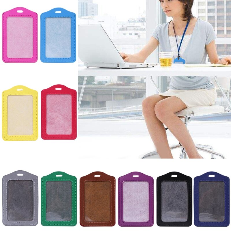 10 colori ID finestra di lavoro di affari titolare della carta in pelle caso distintivo di tipo verticale Drop Shipping