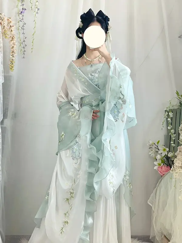 2024 Chinese Hanfu Dress Women Ancient Traditional Embroidered Hanfu Sets Carnival Fairy Cosplay Costume Green Hanfu Dance Dress
