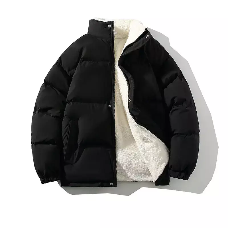 Jaqueta de lã quente masculina, Parka solta, casaco de gola alta, jaqueta bolha masculina, roupas de streetwear, novo, inverno, 2022, 2023
