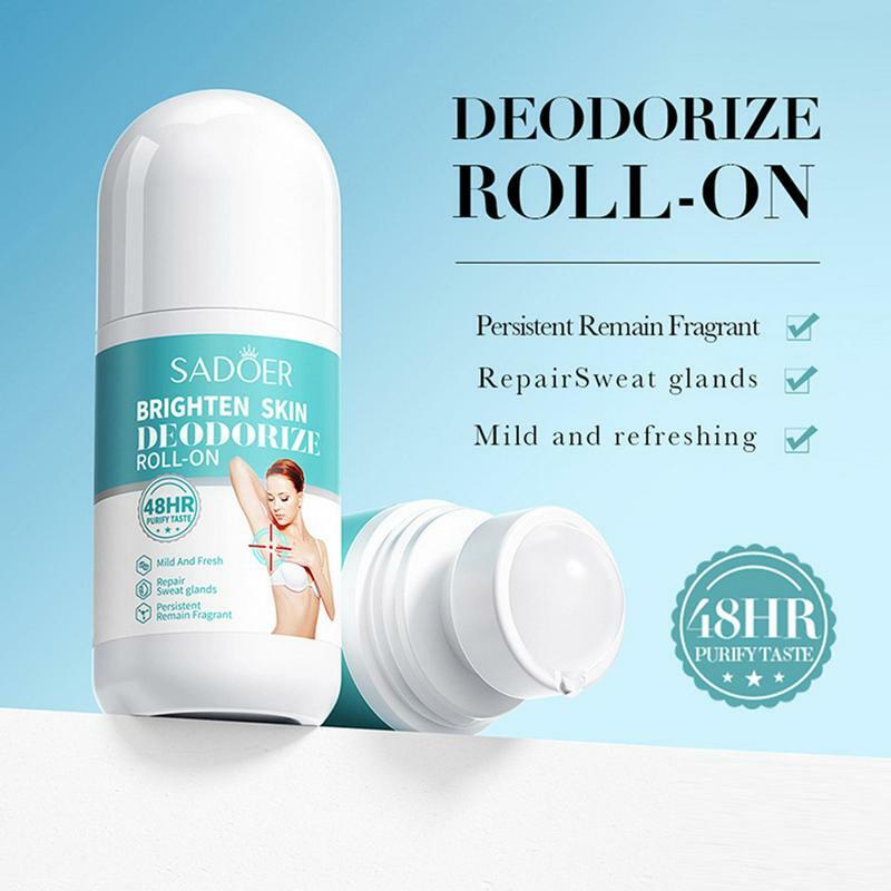 Under Arm Antiperspirant Roll On, fragrância duradoura, proteção contra odores de 24 horas, 50ml, ilumina a pele